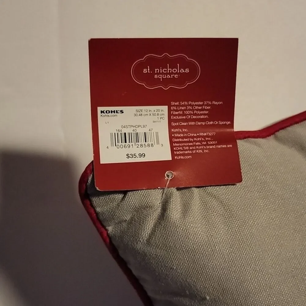 St Nicholas Square Noel Throw Pillow Grey 12